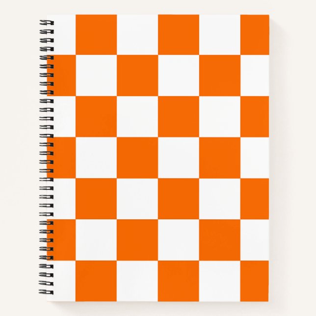 Orange White Chequered Check Pattern Notebook (Front)