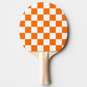 Orange White Chequered Check Pattern Ping Pong Paddle