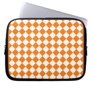 Orange White Chequered Diamond Pattern Laptop Sleeve
