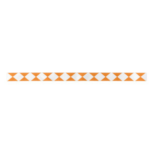 Orange White Chequered Diamond Pattern Satin Ribbon