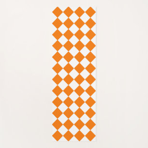 Orange White Chequered Diamond Pattern Yoga Mat