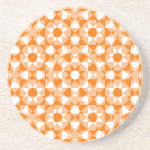 Orange White Chequered Diamond Plaid Pattern Coaster
