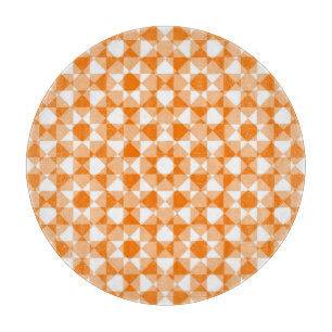 Orange White Chequered Diamond Plaid Pattern Cutting Board