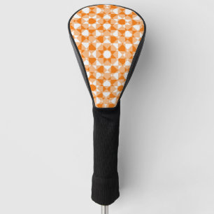 Orange White Chequered Diamond Plaid Pattern Golf Head Cover