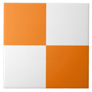 Orange White Chequered Pattern Tile