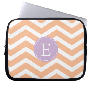 Orange White Chevron Purple Monogram Laptop Sleeve