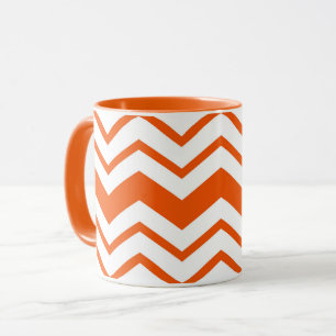 Orange White Chevron Zigzag Pattern Design Mug