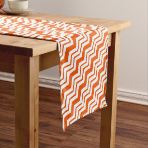 Orange White Chevron Zigzag Pattern Design  Short Table Runner