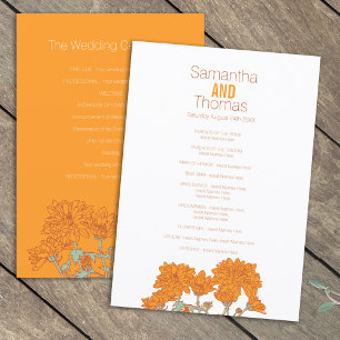 Orange white chrysanthemum wedding program programme