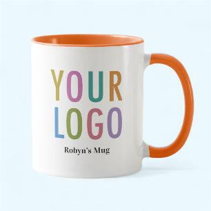 Orange & White Coffee Mug Custom Logo Personalised
