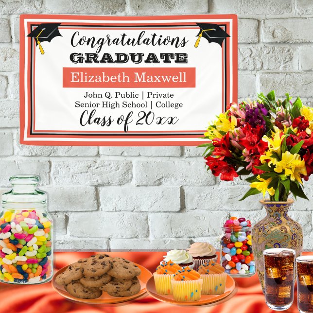 Orange | White Congratulations Graduate Graduation Banner (Creator Uploaded)
