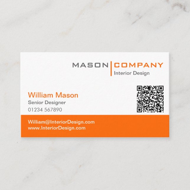 Orange & White Corporate Business Card (Front)