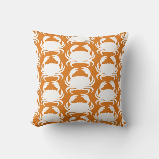 Orange White Crab Pattern Nautical Boat Pool Cushion (Front)