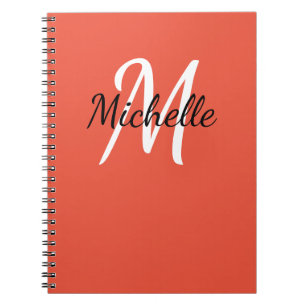Orange & White Custom Monogram Cute Notebook