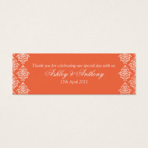 Orange White Damask Floral Wedding Favour Tags