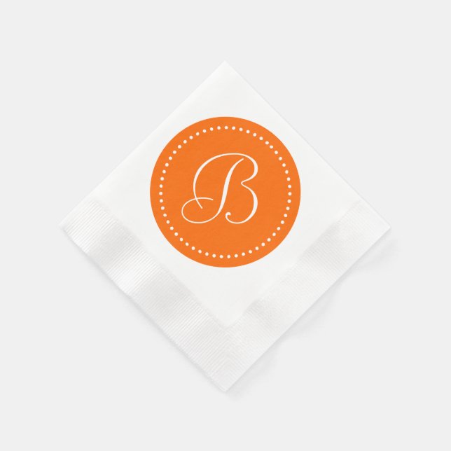 Orange/White Dot Monogram Napkin (Corner)