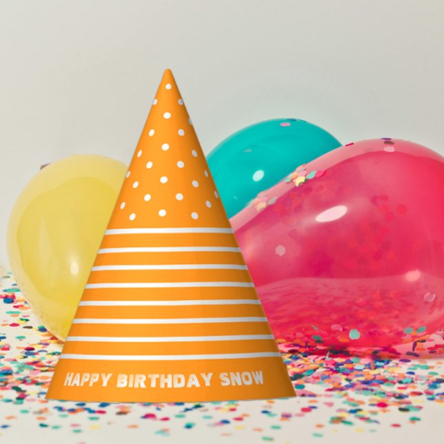 Orange, White Dots, Stripes Party Hat (Creator Uploaded)