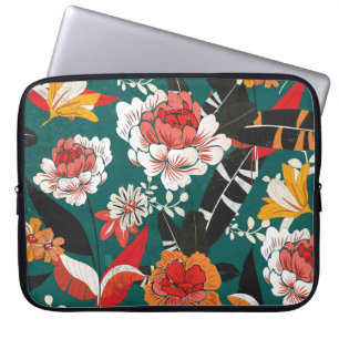 Orange-white floral: vintage seamless illustration laptop sleeve