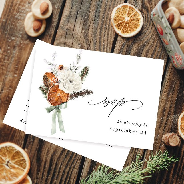 Orange & White Floral w Meal RSVP Card (Creator Uploaded)
