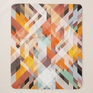 Orange White Geometric: Polygonal Background Sherpa Blanket