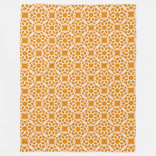 Orange White Geometric Seamless Pattern Fleece Blanket (Front)
