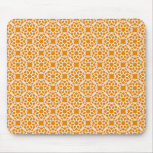 Orange White Geometric Seamless Pattern Mouse Pad