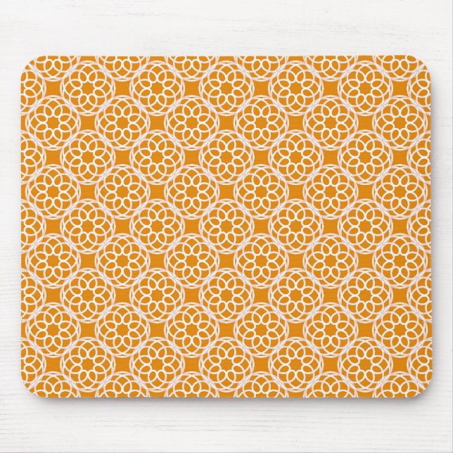 Orange White Geometric Seamless Pattern Mouse Pad (Front)