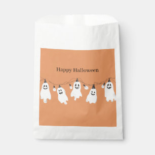 Orange White Ghosts Light Bulbs Halloween Favour Bags