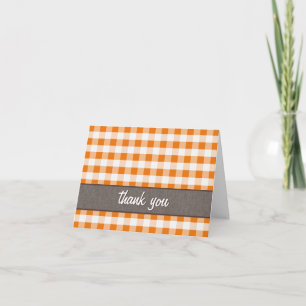 Orange & White Gingham Canvas Thank You Card