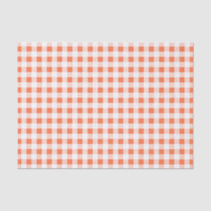 Orange White Gingham Pattern Tissue Paper