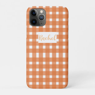 Orange White Gingham Personalised Case-Mate iPhone Case