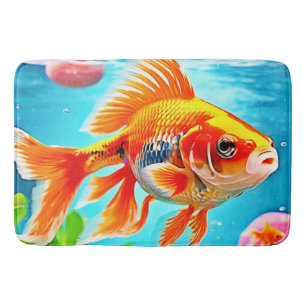 Orange White Goldfish Bath Mat