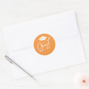 Orange White Grad Script 2025 Envelope Seals
