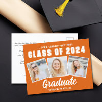 Orange White Graduate Photo Collage Graduation