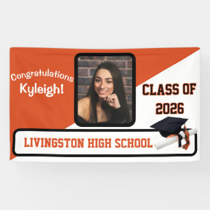 Orange & White Graduation Banner