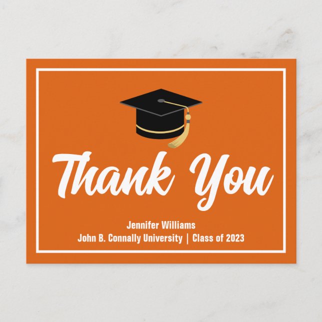 Orange White Graduation Personalised Graduate Postcard (Front)