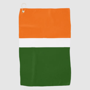 Orange White Green Plain Colour Block Design  Golf Towel
