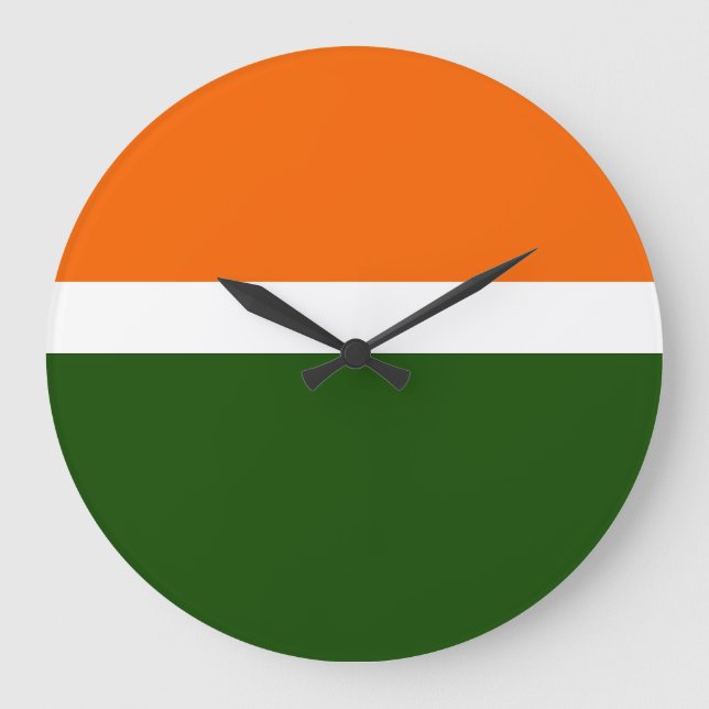 Orange White Green Plain Colour Block Design  Large Clock (Front)