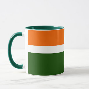 Orange White Green Plain Colour Block Design Mug