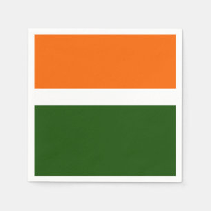 Orange White Green Plain Colour Block Design Napkin