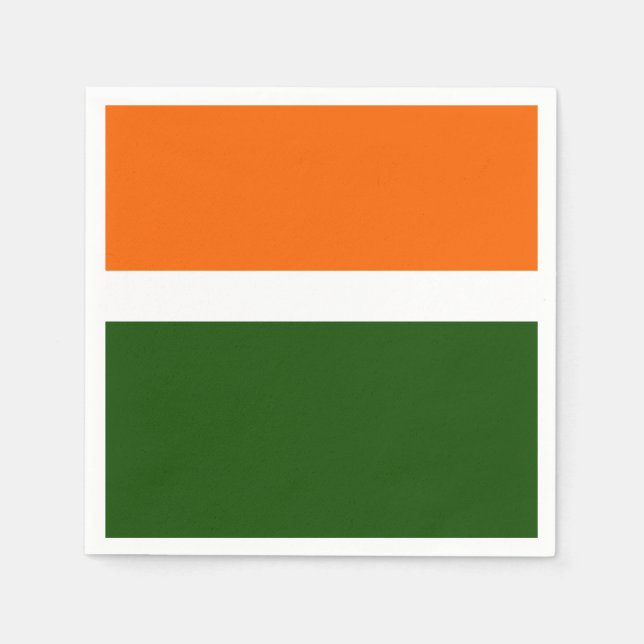 Orange White Green Plain Colour Block Design  Napkin (Front)