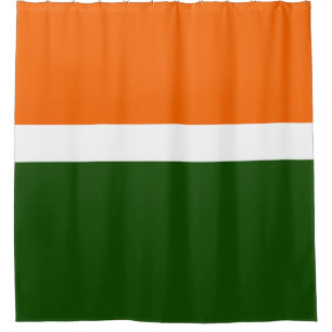 Orange White Green Plain Colour Block Design Shower Curtain