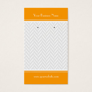 Orange White Grey Herringbone Earring Cards