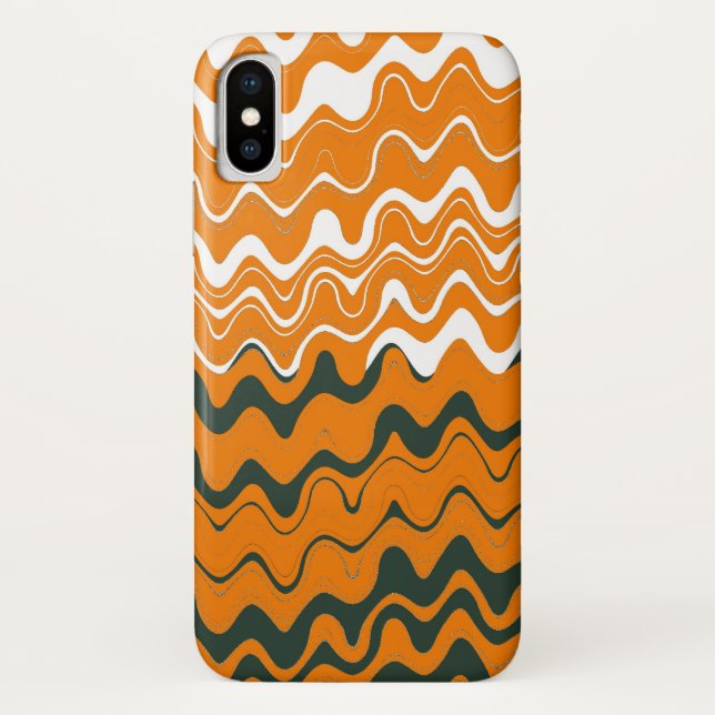 Orange White Grey Sea Wavy Stripes Pattern Case-Mate iPhone Case (Back)
