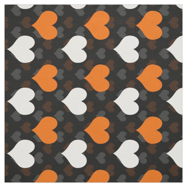 Orange  White Hearts Black  Fabric (Swatch)