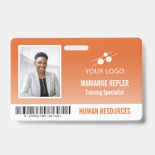 Orange White Hospital Employee ID Add Your Logo Badge