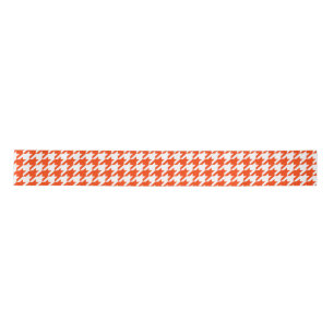 Orange White Houndstooth Check Satin Ribbon