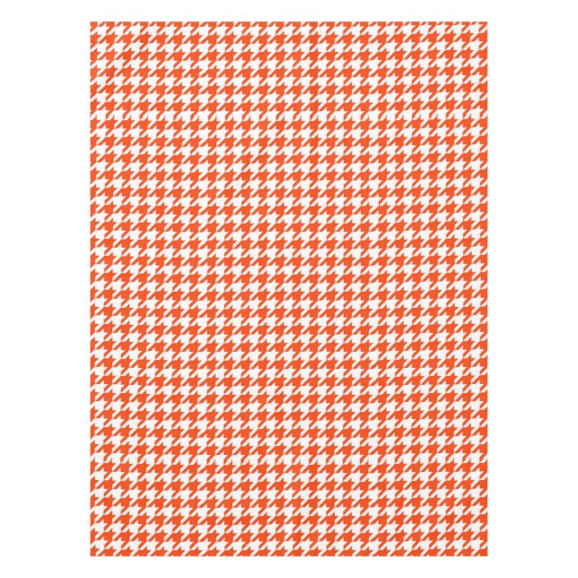 Orange White Houndstooth Check Tablecloth (Front)