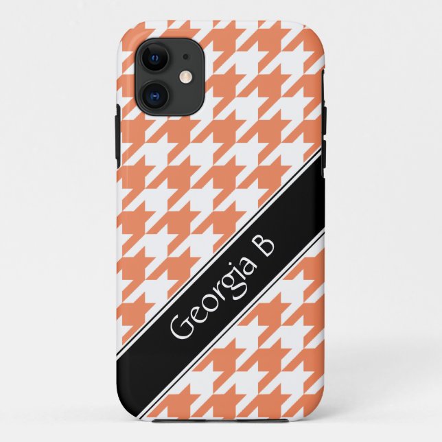 Orange & White Houndstooth custom iPhone 5 Case (Back)
