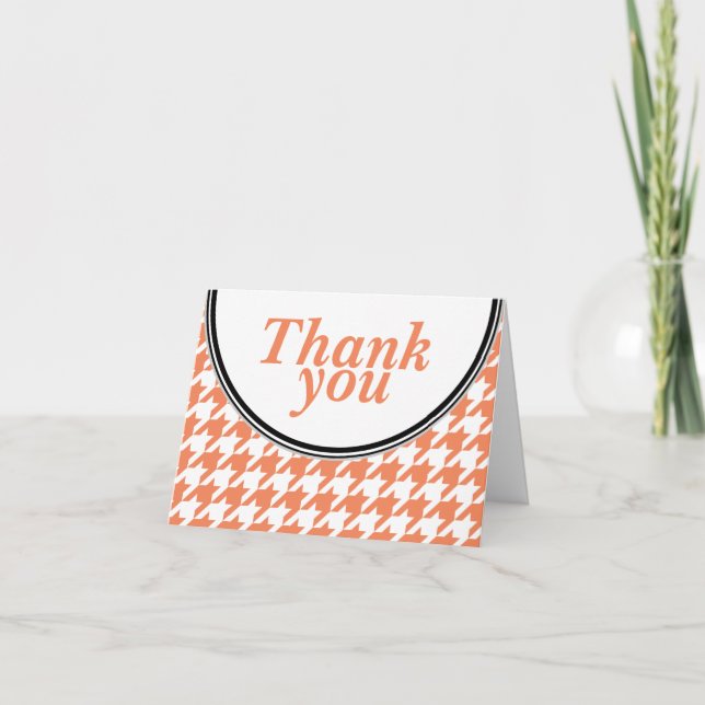Orange & White Houndstooth custom Thank You card (Front)